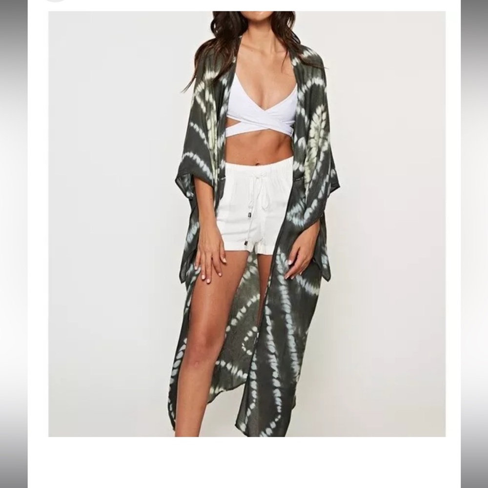 Tie-Dye Kimono Cover-Up in Olive Green